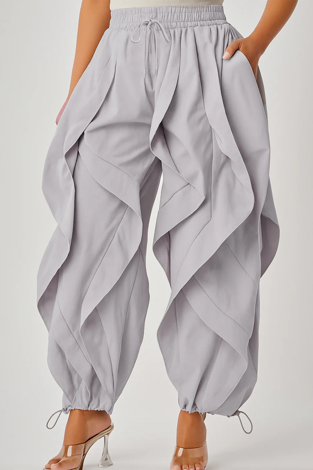 Drawstring Ruffle Trousers - Flockneti