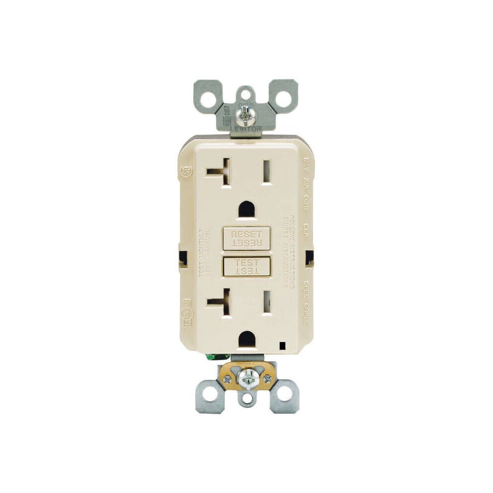 Leviton SmartlockPro NEMA GFCI Outlet 20A 125V Duplex LightAlmond - Flockneti
