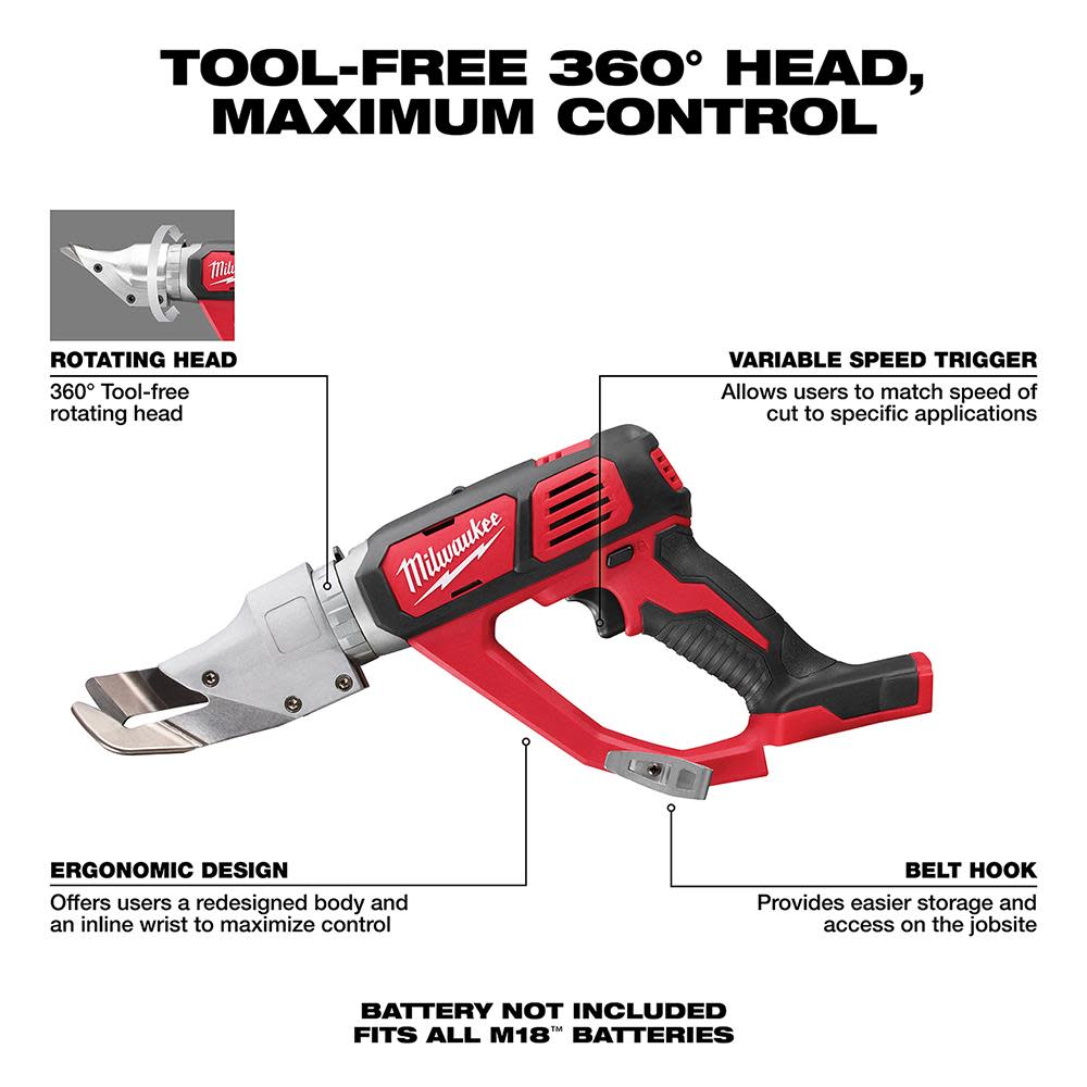 Milwaukee M18 Cordless 18 Gauge Single Cut Shear (Bare Tool) - Flockneti