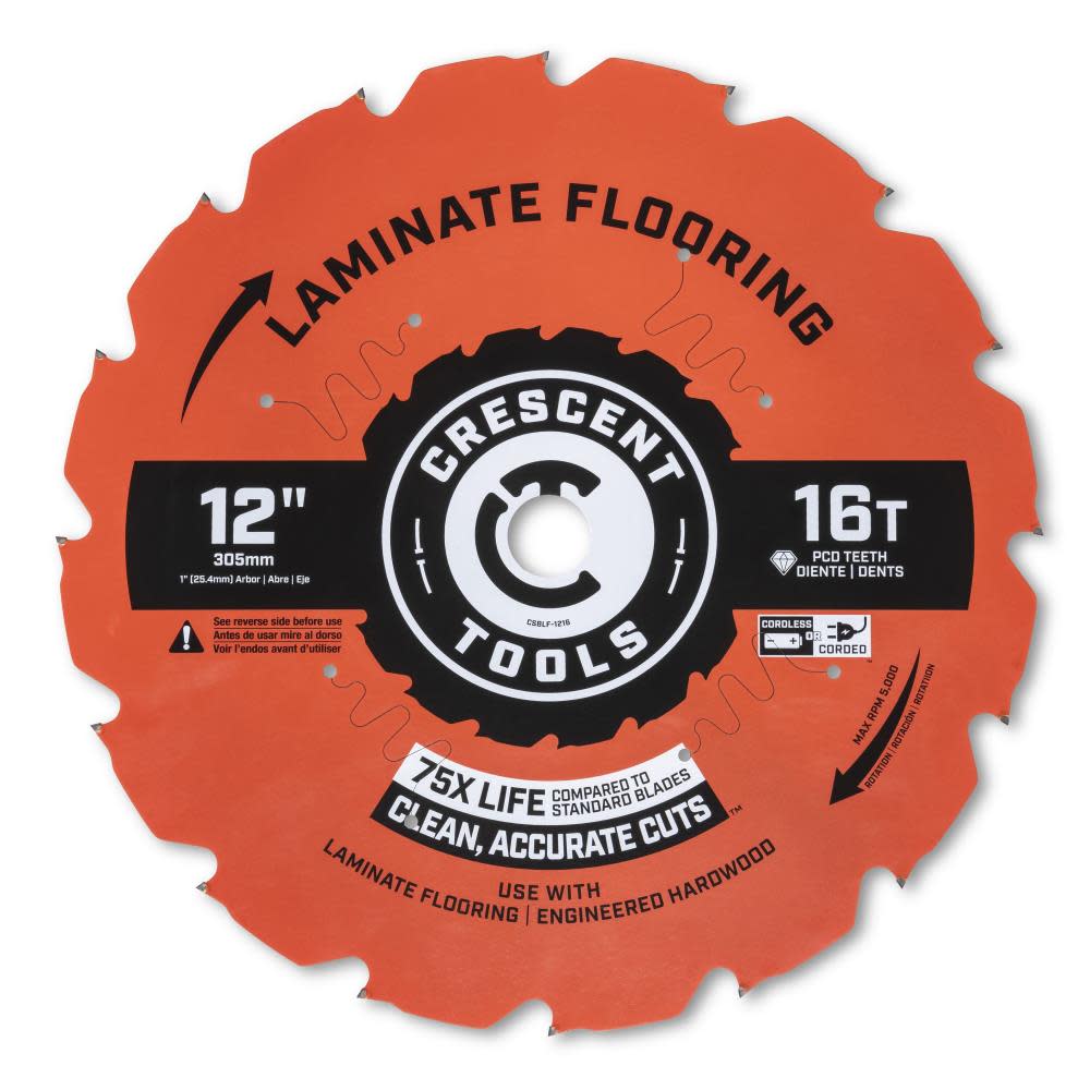 Crescent Circular Saw Blade 12″ x 16 Tooth Laminate Flooring - Flockneti
