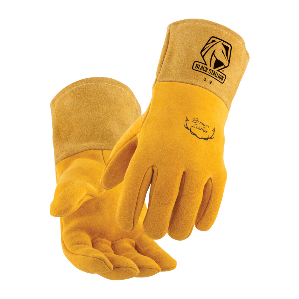 Black Stallion MightyMIG Tan Premium Deerskin MIG Gloves Small - Flockneti