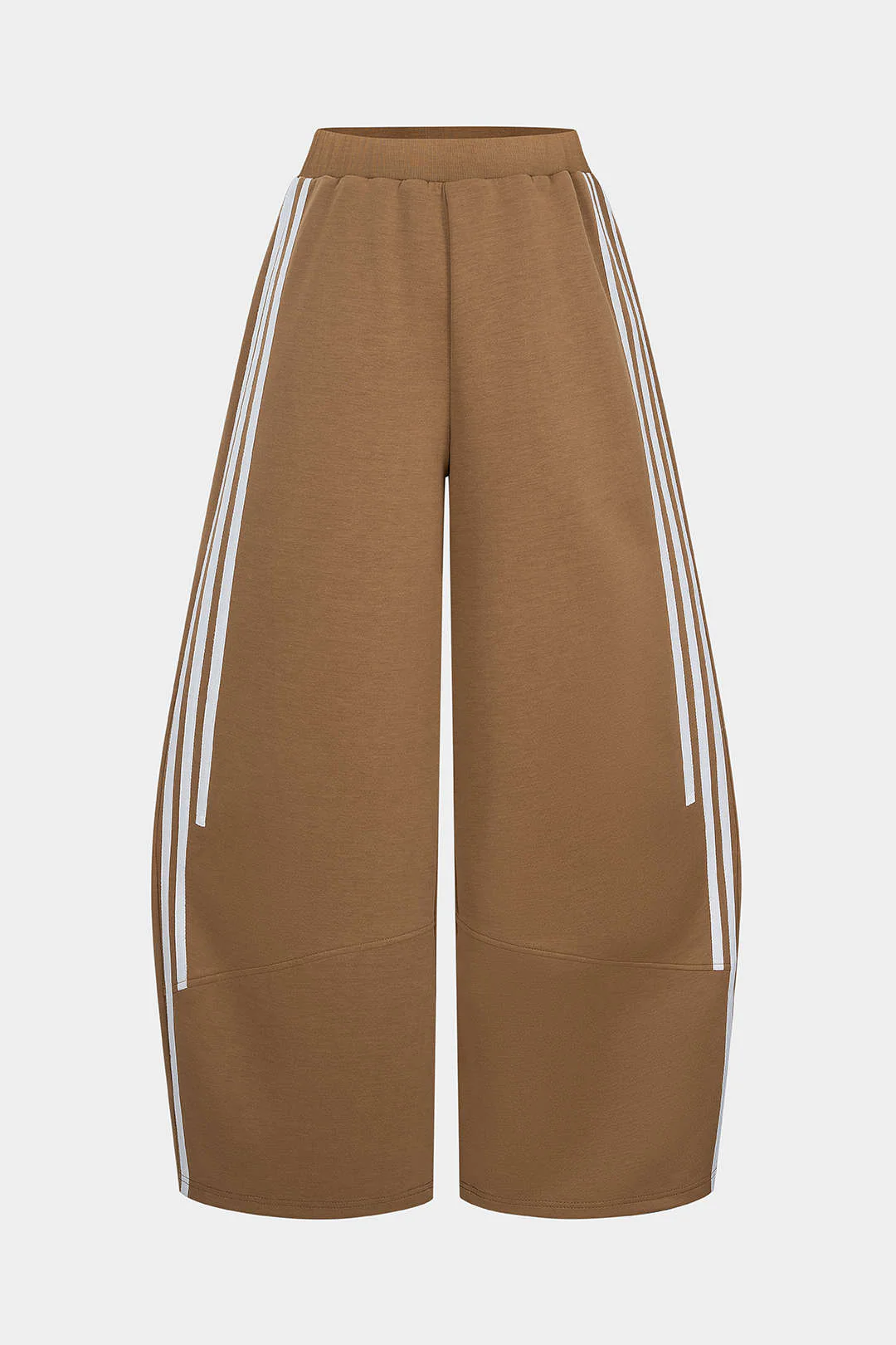 Contrast Stripes Print Ruched Wide Leg Pants - Flockneti