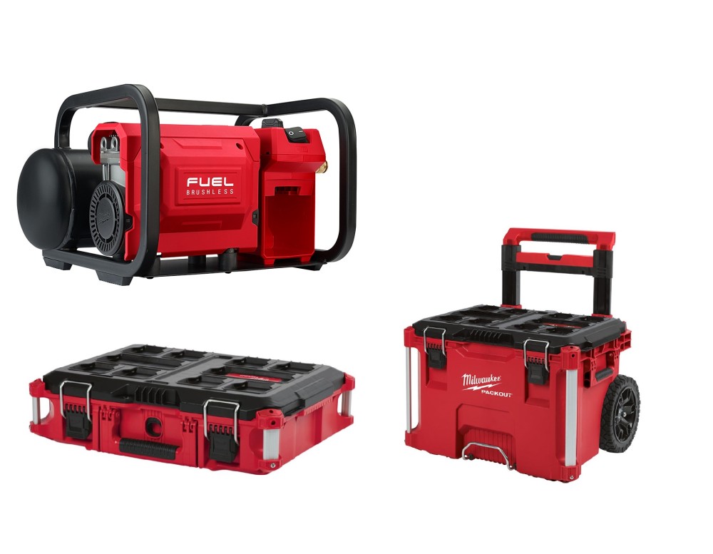 Milwaukee M18 FUEL 2 Gallon Compressor Bare Tool with PACKOUT Rolling Tool Box & PACKOUT Tool Box - Flockneti