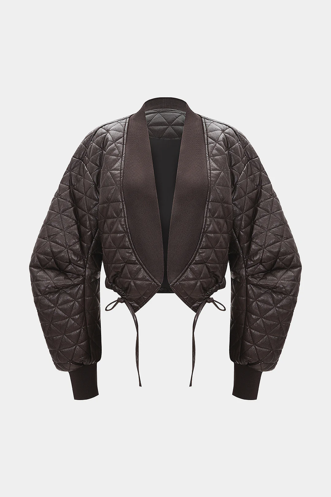 Faux Leather Strappy Tie-Up Jacket - Flockneti