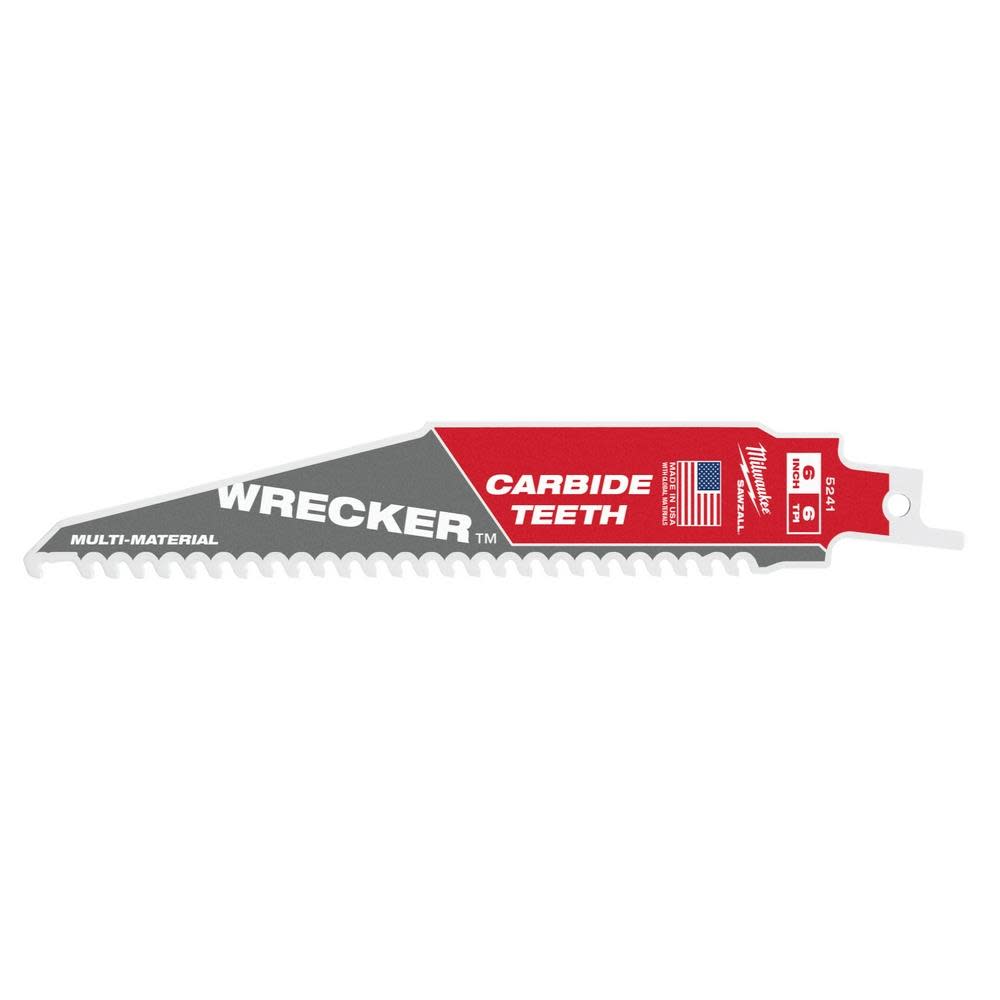 Milwaukee 6″ 6 TPI THE WRECKER with Carbide Teeth SAWZALL Blade 3PK - Flockneti
