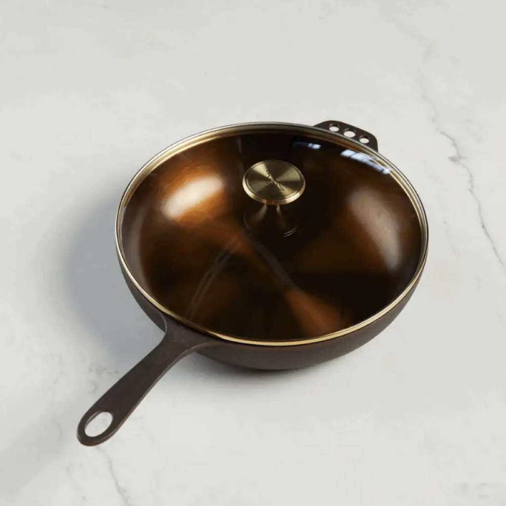 Smithey Ironware No. 11 Deep Skillet with Glass Lid - Flockneti