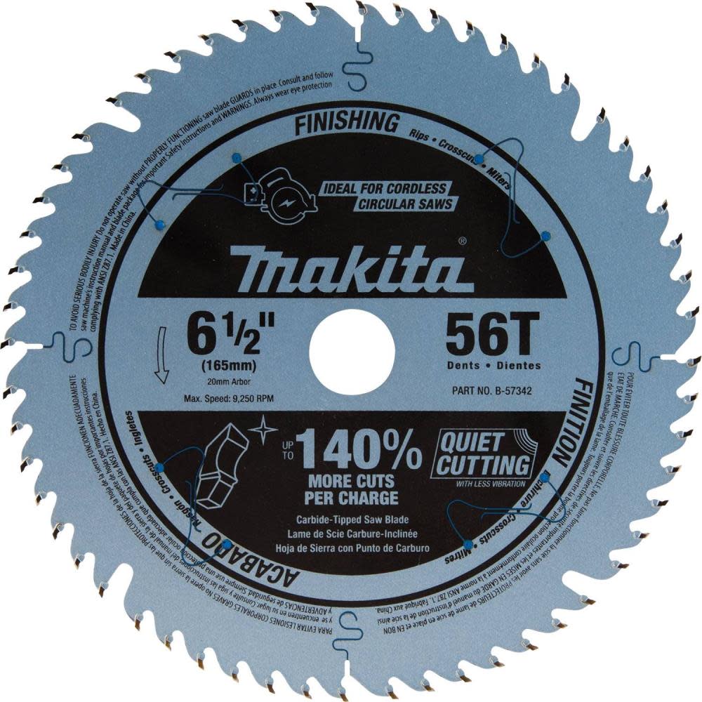 Makita 6-1/2″ 56T Carbide-Tipped Cordless Plunge Saw Blade - Flockneti