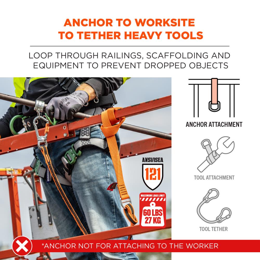 Ergodyne Squids 3177 Orange Anchor Choke Strap 60lbs - Flockneti