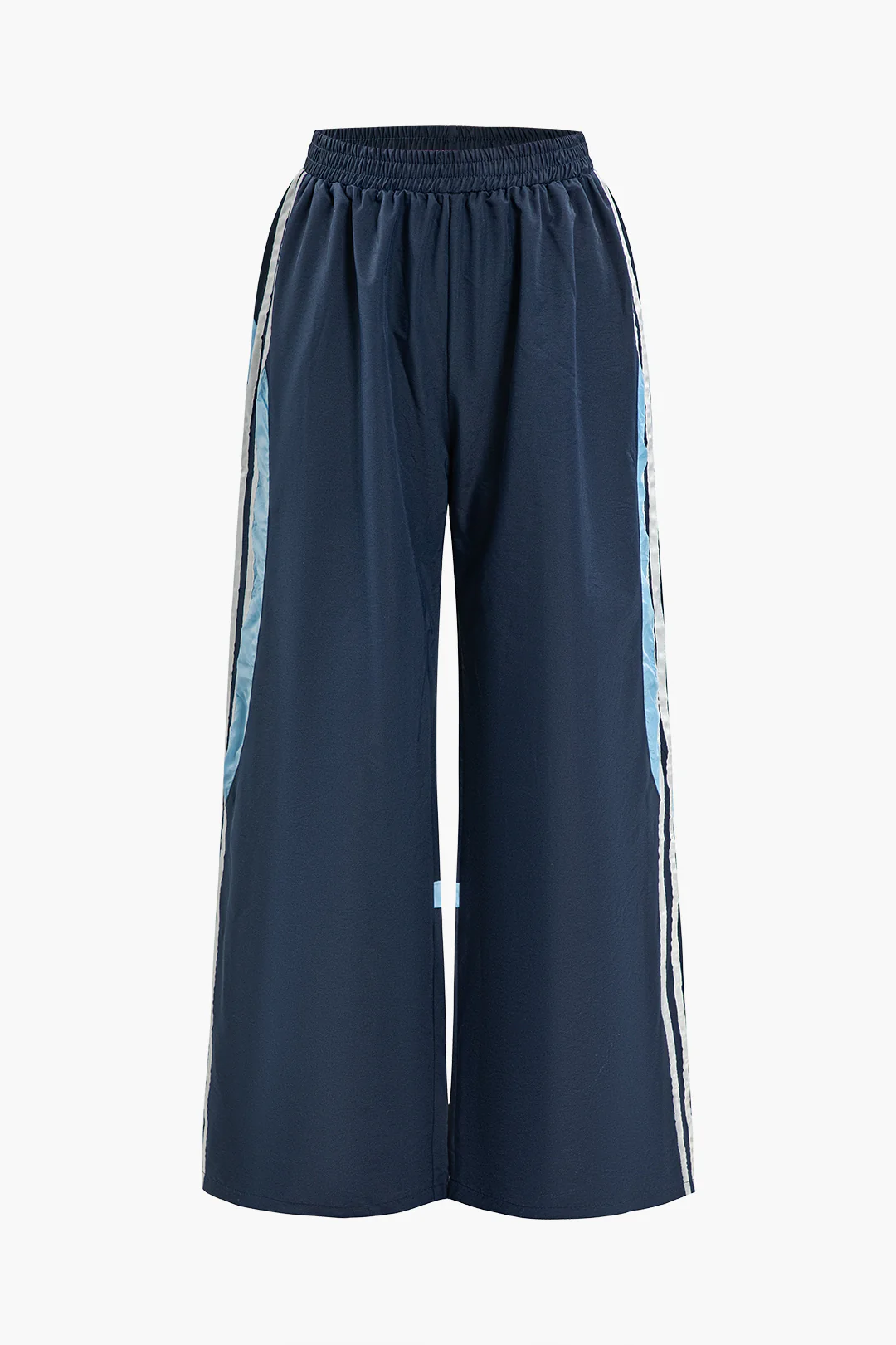 Contrast Shirred Wide Straight Leg Pants - Flockneti