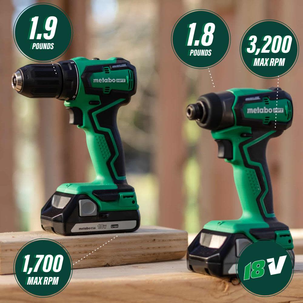 Metabo HPT KC18DDX 18V Cordless Impact Driver and Drill Kit - Flockneti