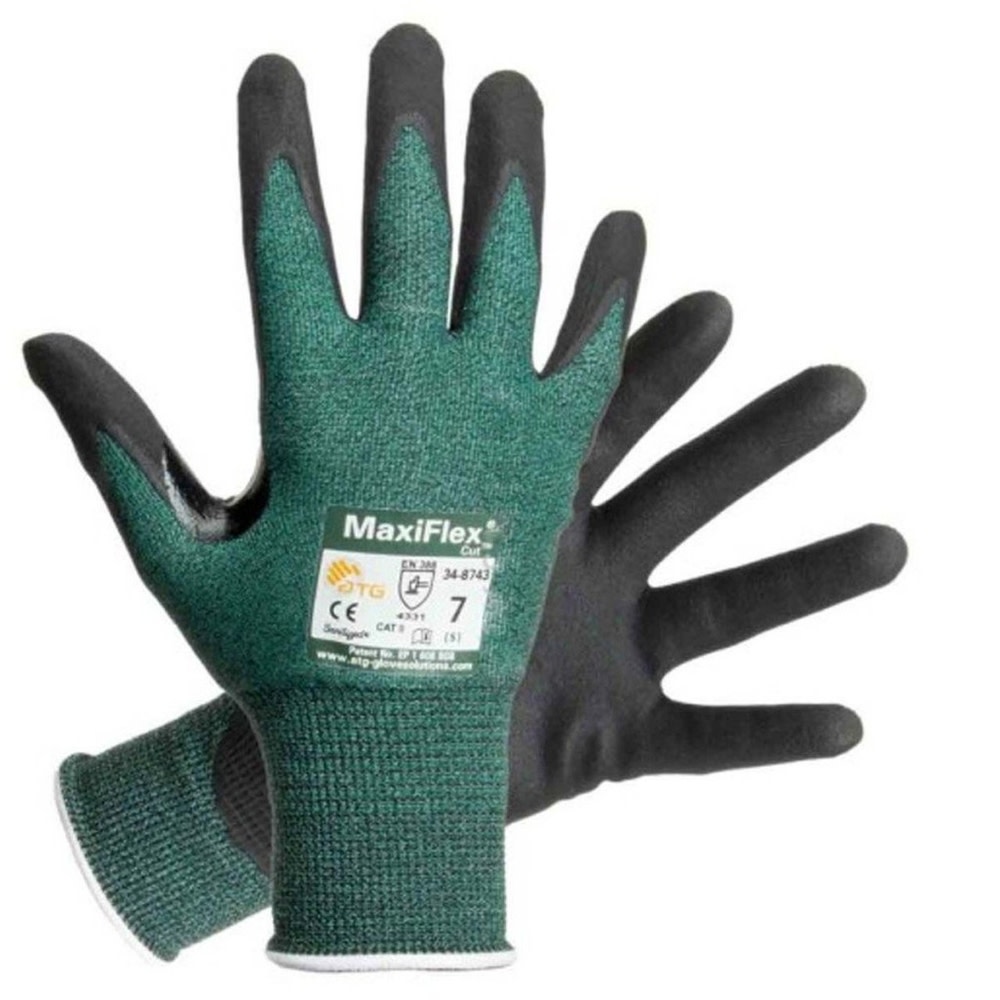 Protective Industrial Products MaxiFlex Cut Green Eng Yarn Shell Black Nitrile MicroFoam Grip A2 Medium - Flockneti