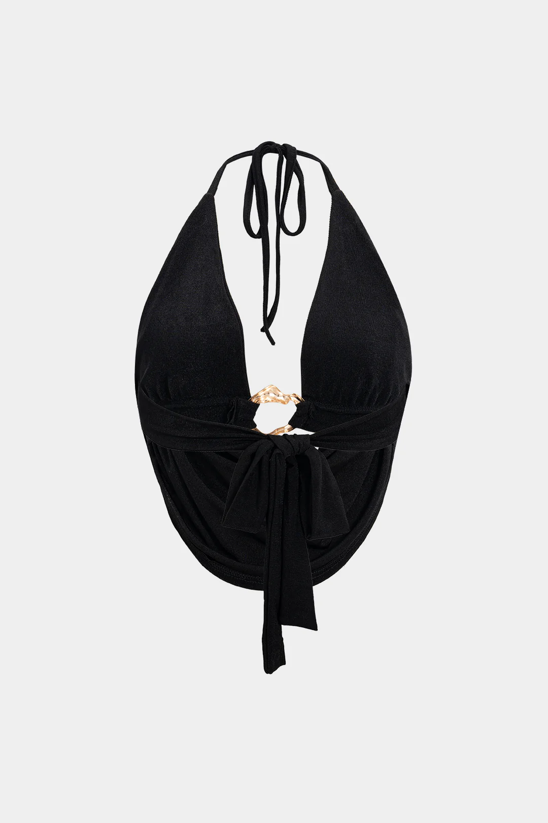Metallic Decor Cowl Neck Halter Tie-Up Cami Top - Flockneti