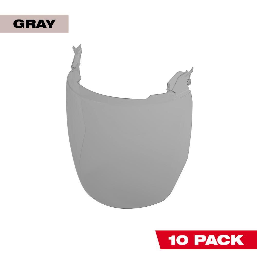 Milwaukee Gray Face Shield Replacement Lenses No Brim Helmet Only Mount 10pk - Flockneti