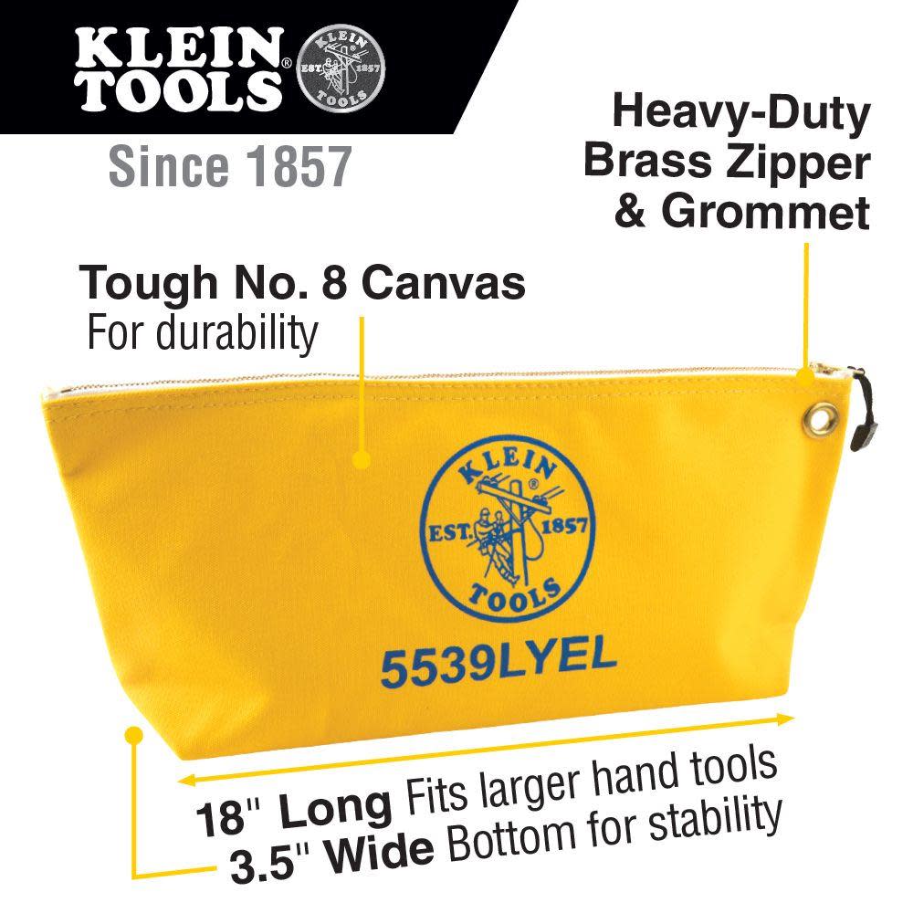 Klein Tools Canvas Tool Bag with Zipper Yellow - Flockneti