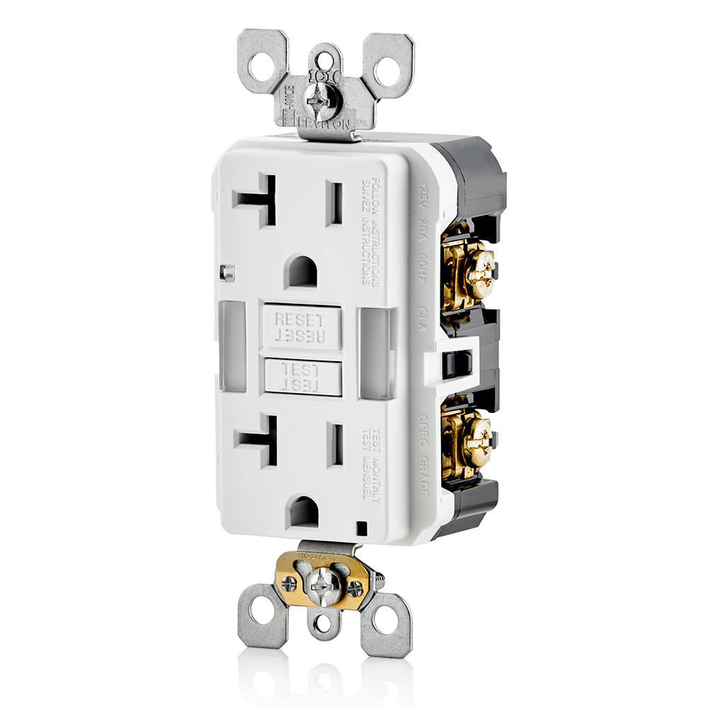 Leviton SmartlockPro GFCI Outlet 20A 125V Duplex White NEMA 5-20R - Flockneti