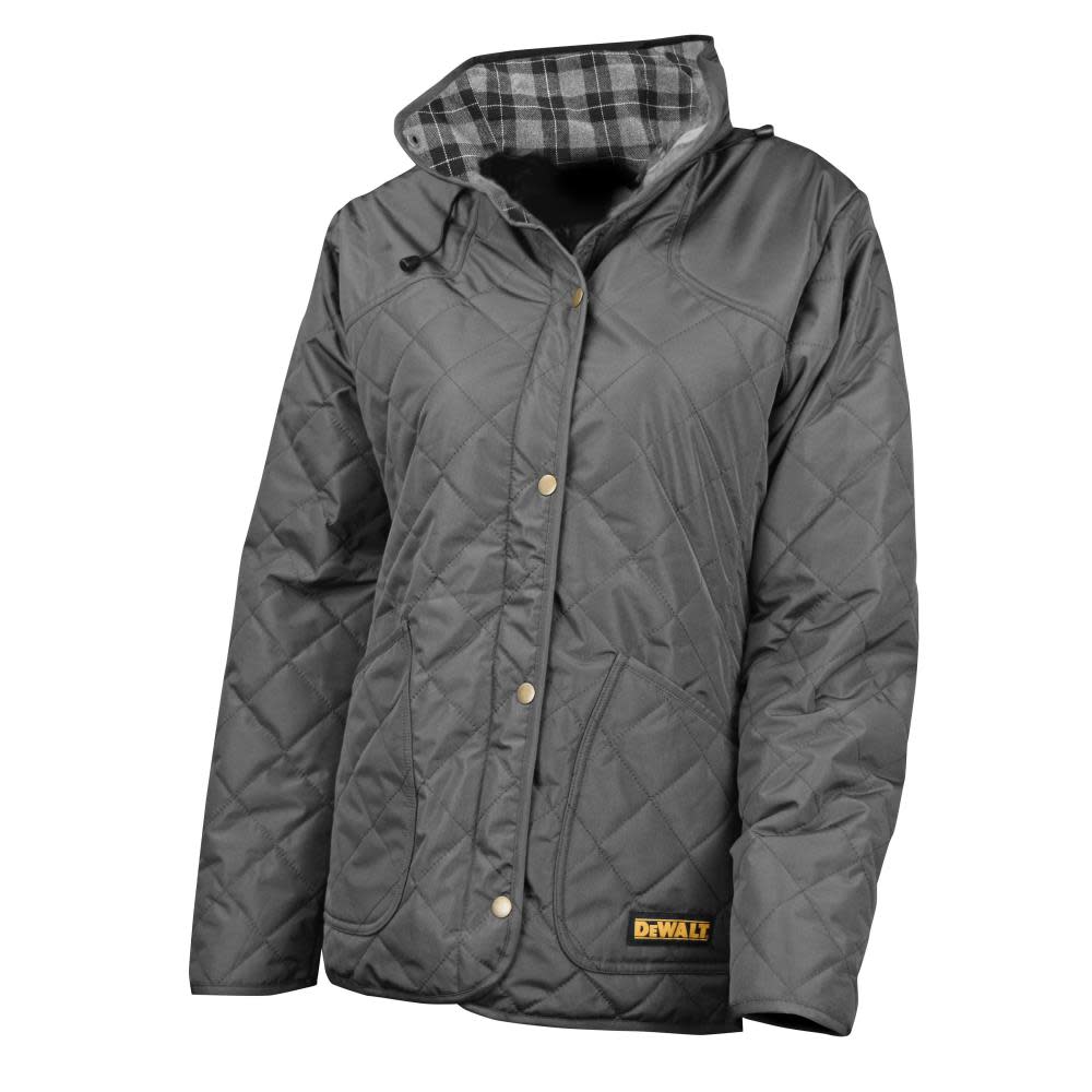 DEWALT Womens Flannel Lined Quilted Heated Kit Charcoal Jacket XL - Flockneti