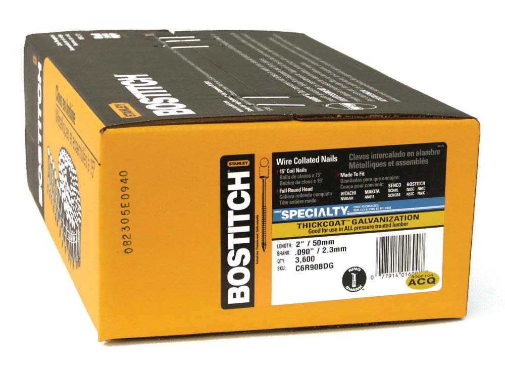 Bostitch 2-in x 0.092 Galvanized Ring Shank 15 Coil Siding Nail - Flockneti