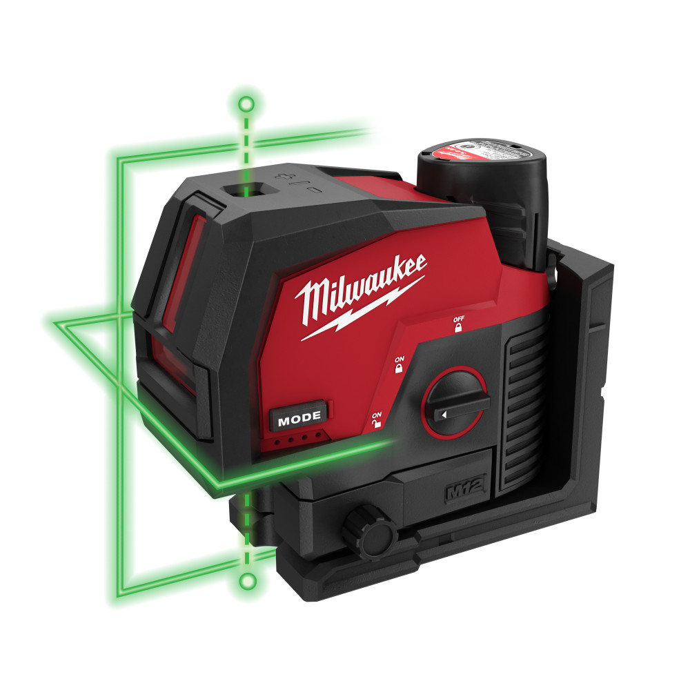 Milwaukee M12 Green Beam Laser Kit Cross Line & Plumb Points - Flockneti