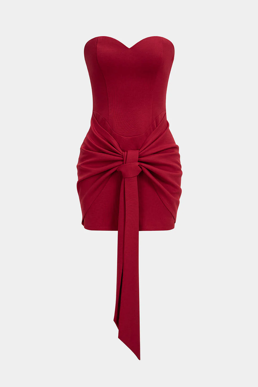 Knotted Strapless Sleeveless Mini Dress - Flockneti
