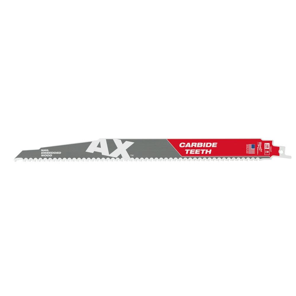 Milwaukee 12 in. 5 TPI The Ax Carbide Teeth SAWZALL Blades 3PK - Flockneti