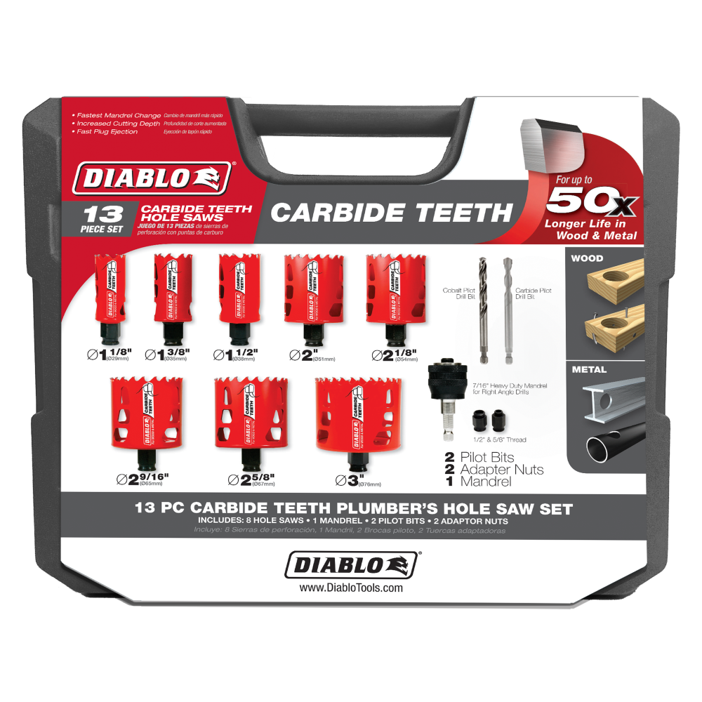 Diablo Tools 13 pc Carbide Plumbers Hole Saw Set - Flockneti