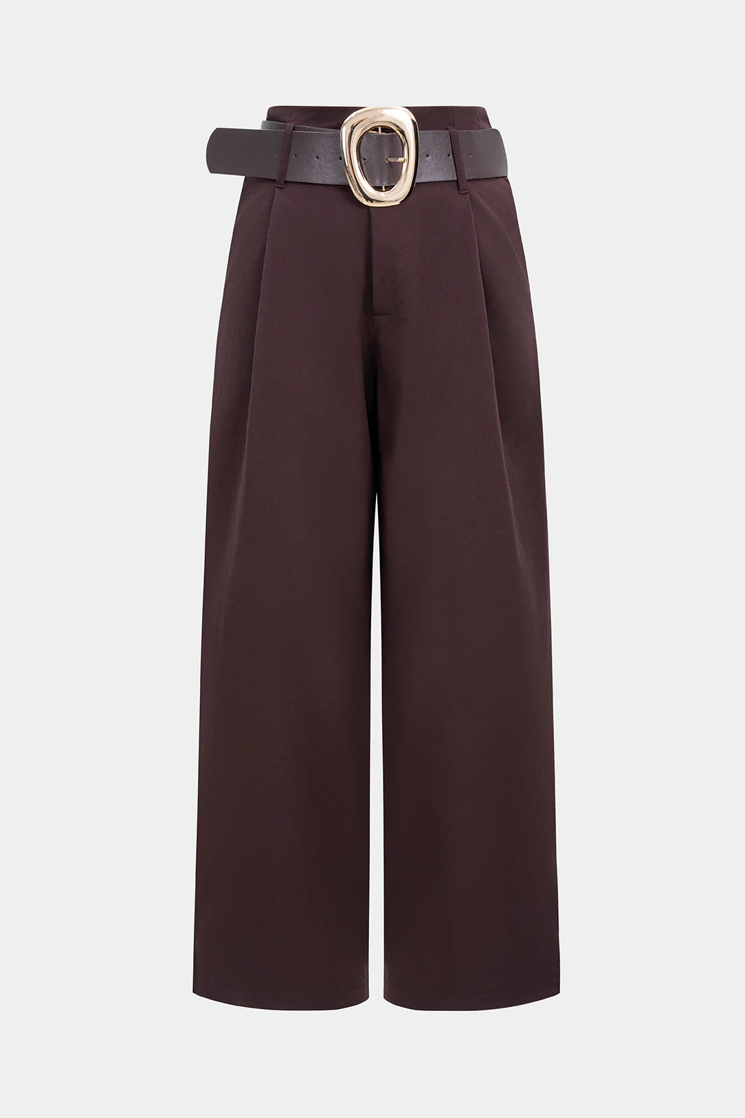 Ruched Belted Wide Leg Pants - Flockneti
