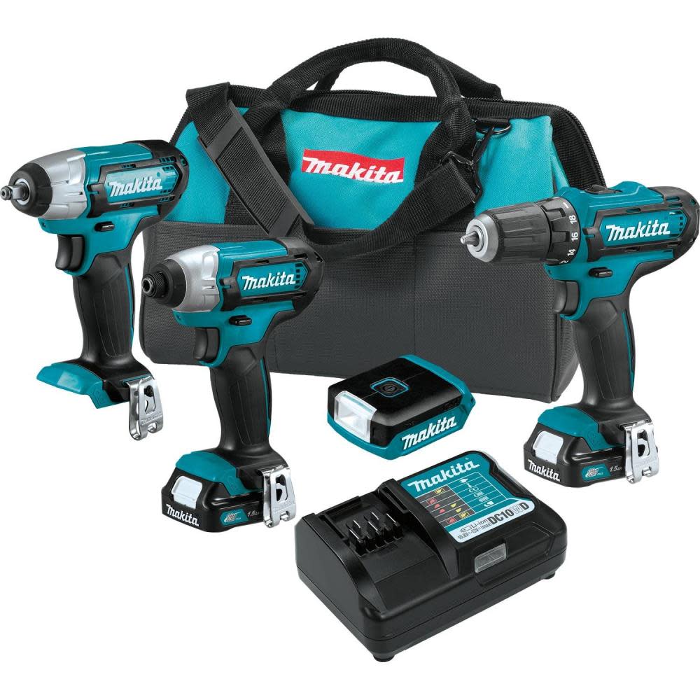 Makita 12V Max CXT Lithium-Ion Cordless 4-Pc. Combo Kit (1.5Ah) - Flockneti