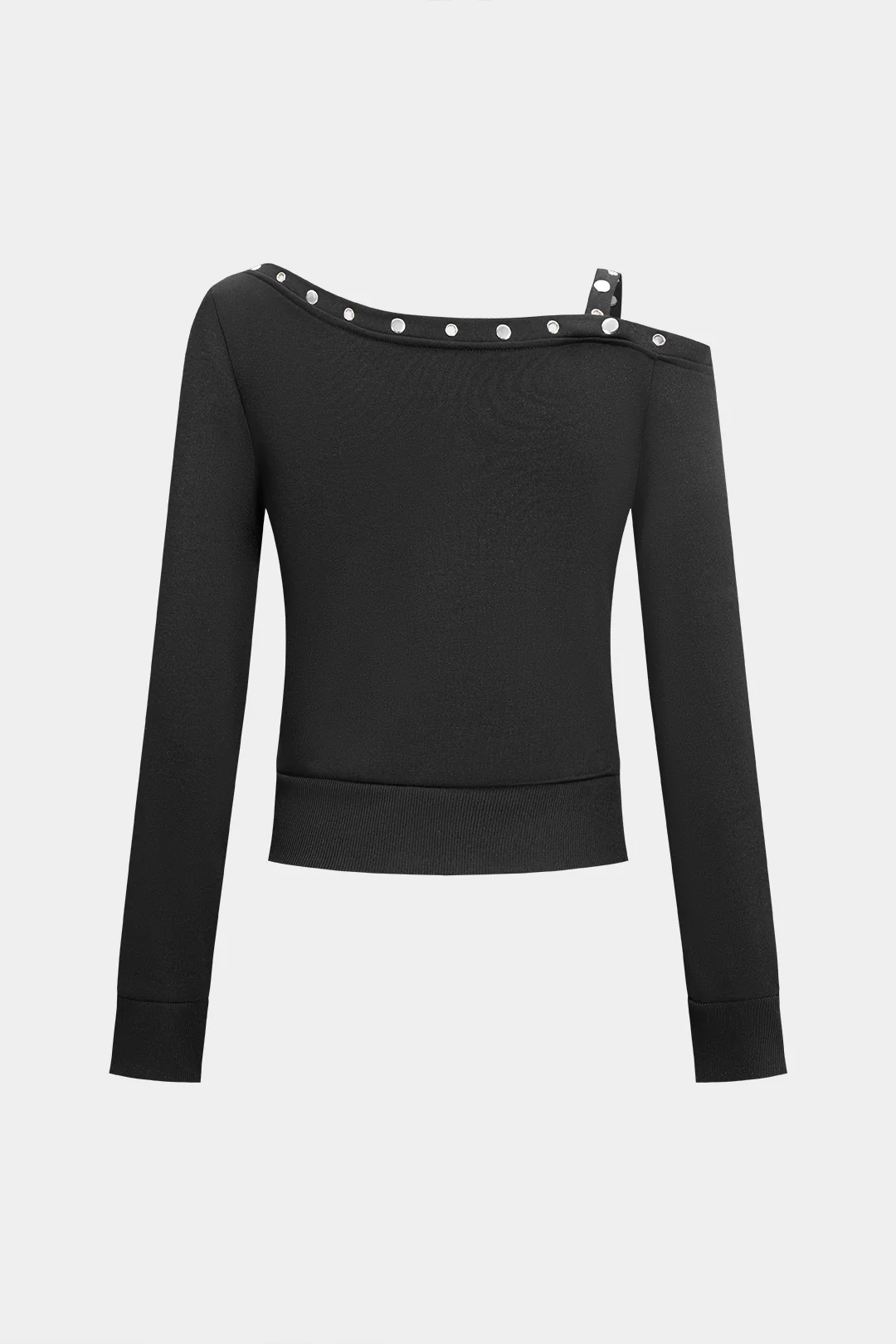 Studded Decor One Shoulder Sweatshirt - Flockneti