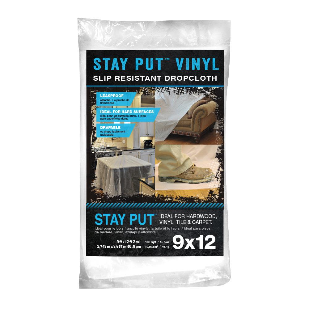 Trimaco Stay Put Vinyl 9-ft x 12-ft Drop Cloth - Flockneti