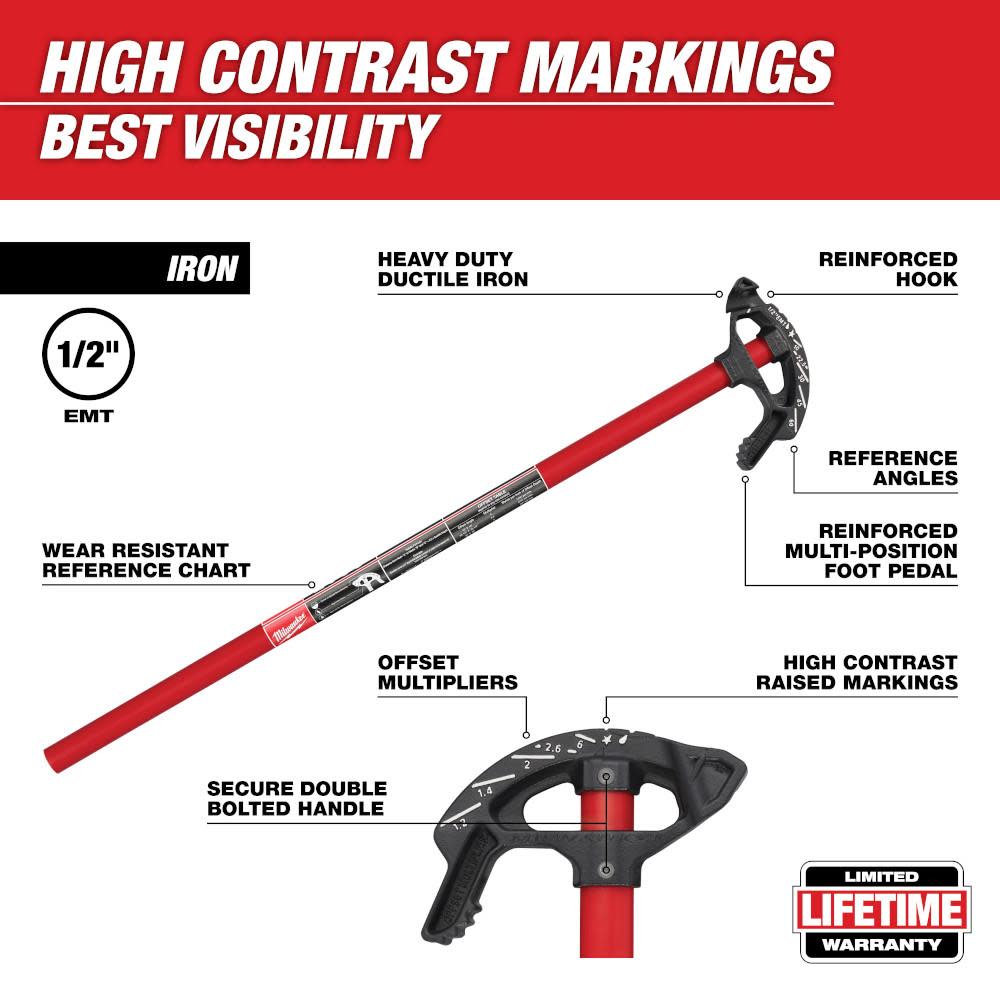 Milwaukee 1/2 in. Iron Conduit Bender - Flockneti