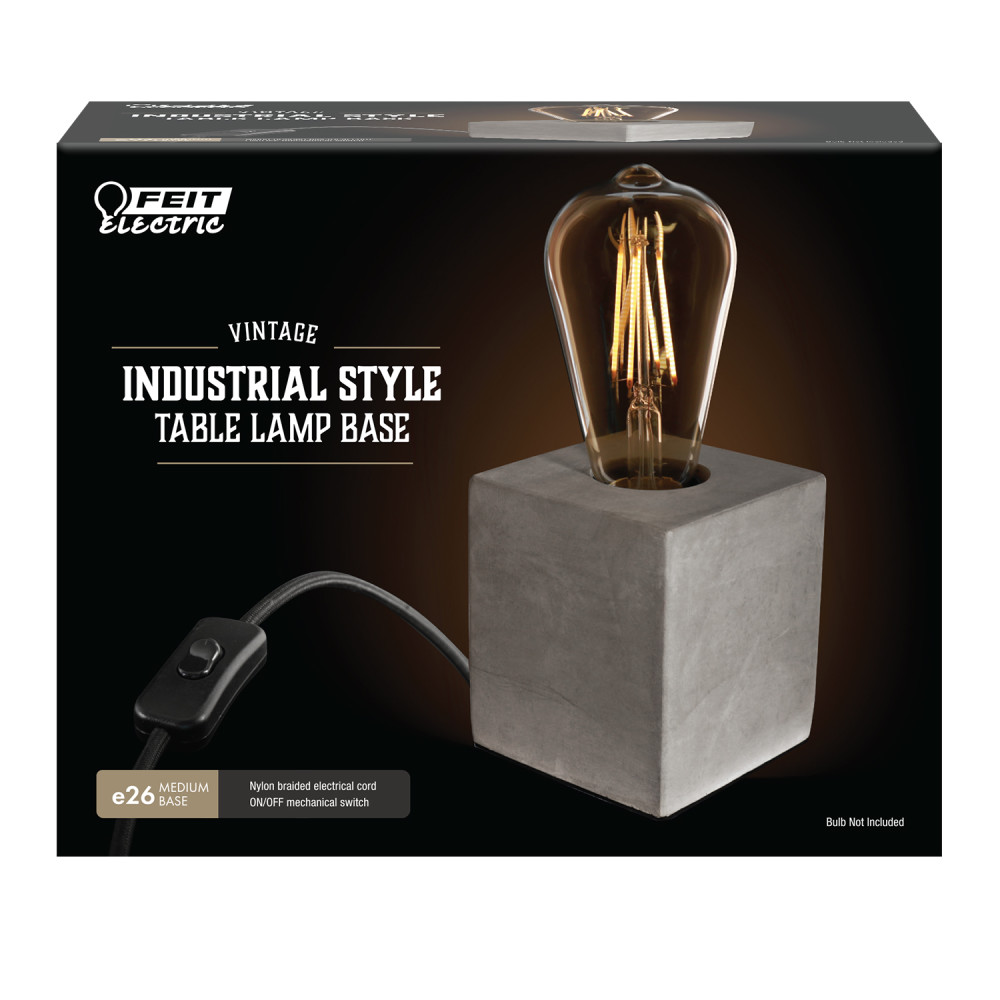 Feit Electric Gray 60W Industrial Style Table Cube Lamp Base - Flockneti