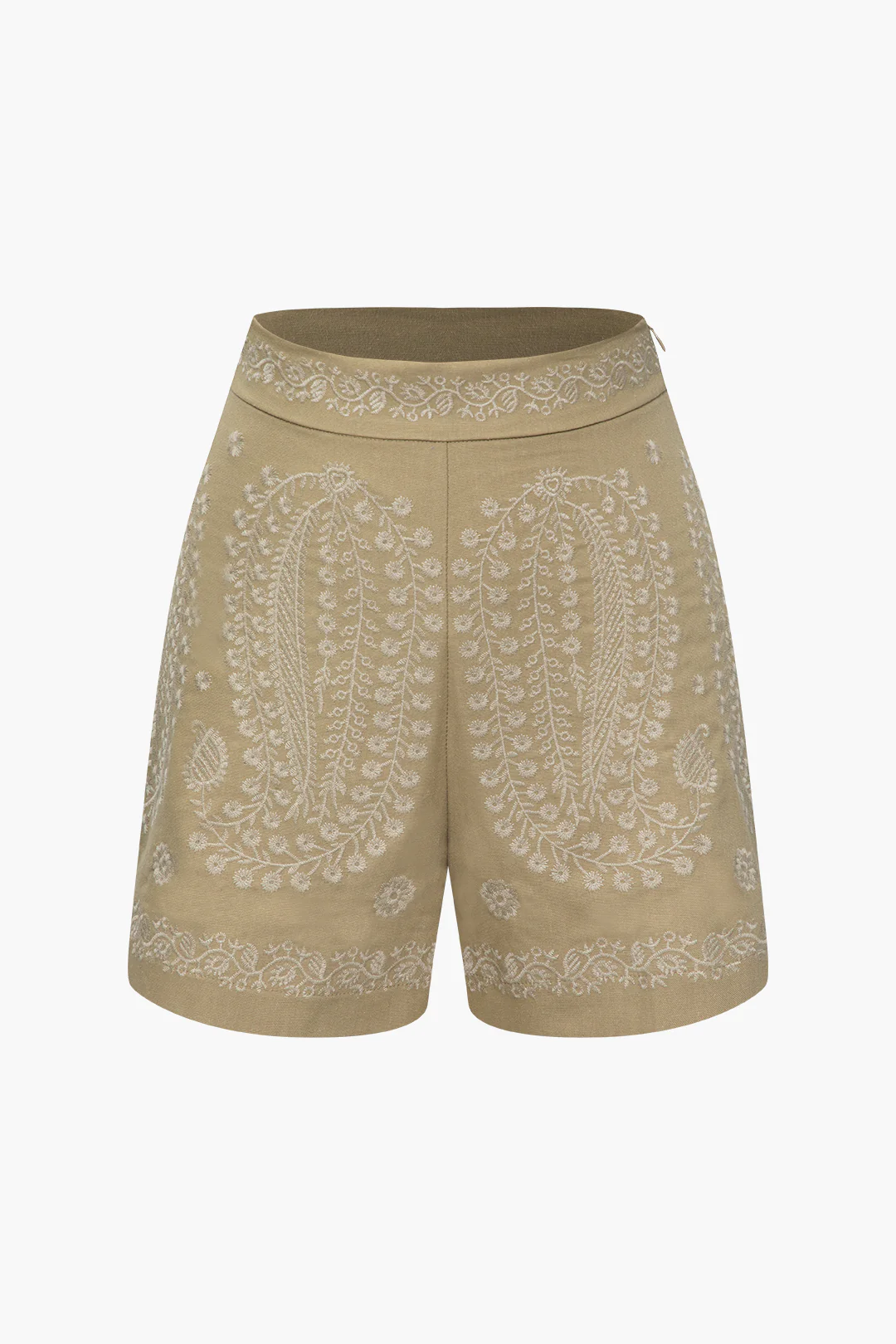 Embroidery Print High Waist Straight Leg Shorts - Flockneti