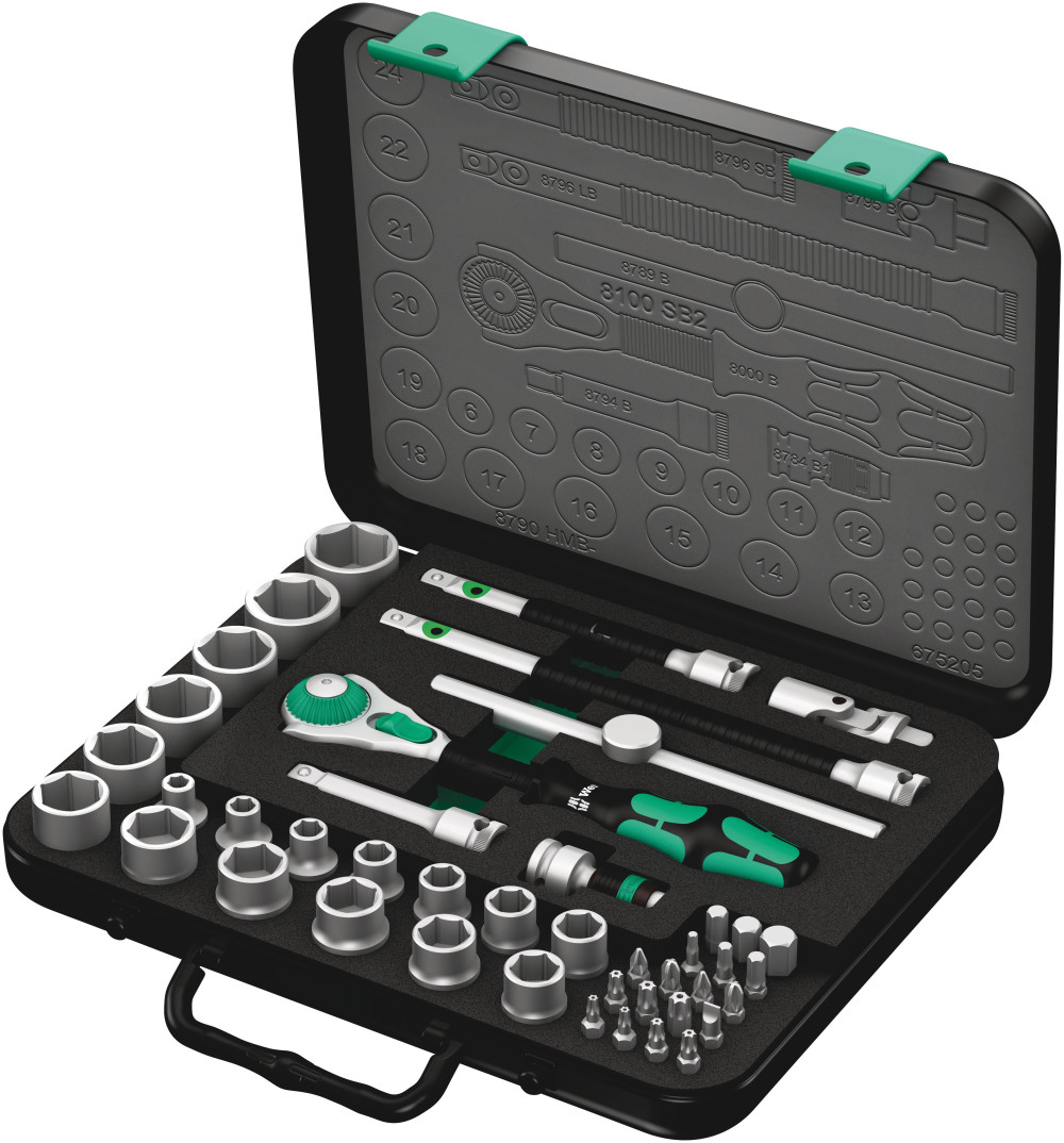Wera Tools 43pc 3/8″ Drive 8100 SB 2 Zyklop Speed Ratchet Set - Flockneti