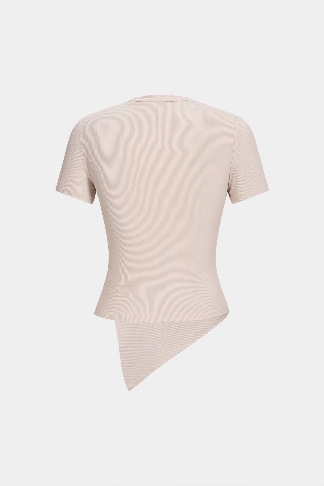 Round Neck Asymmetrical Ruched Short Sleeve T-Shirt - Flockneti