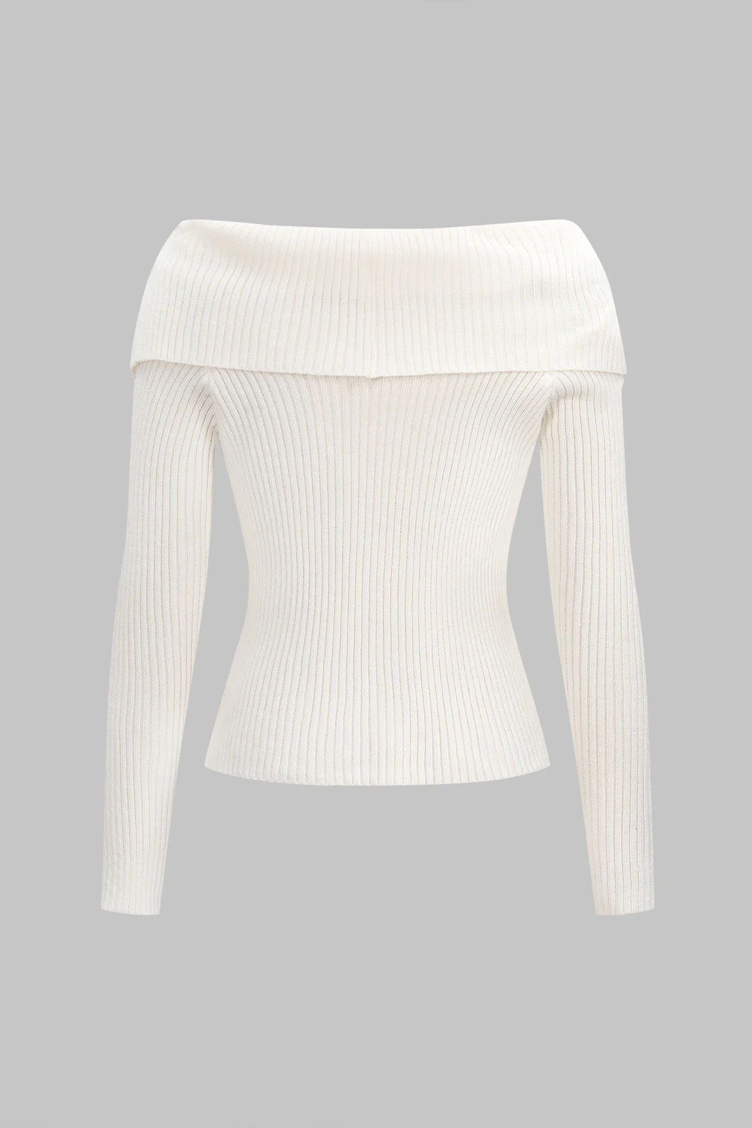 Knit Off Shoulder Ribbed Long-Sleeve Top - Flockneti