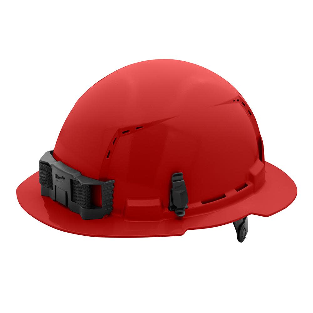 Milwaukee Red Full Brim Vented Hard Hat with 6pt Ratcheting Suspension Type 1 Class C - Flockneti