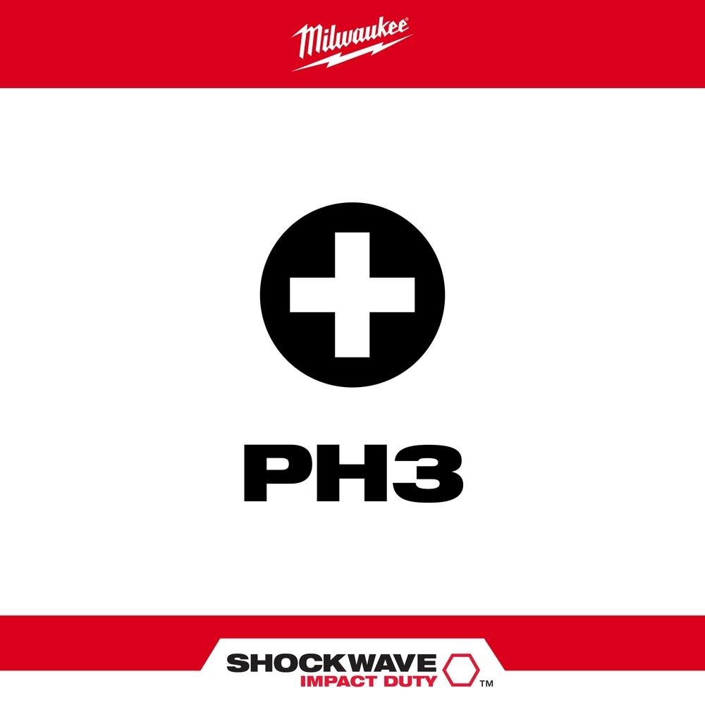 Milwaukee SHOCKWAVE 3.5 in. PH3 Impact Driver Bits 5PK - Flockneti