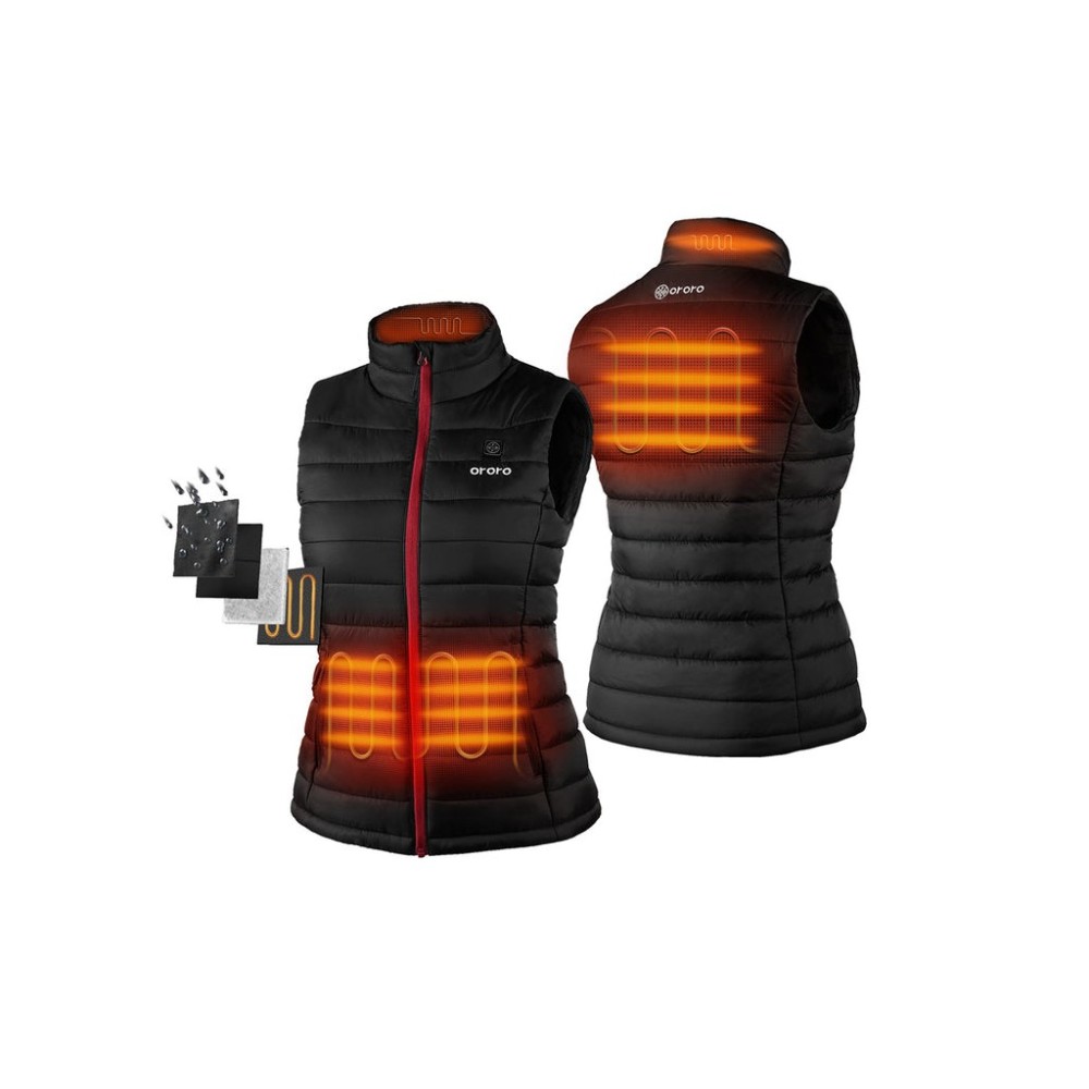 ORORO Womens Black Classic Heated Vest Kit Large - Flockneti