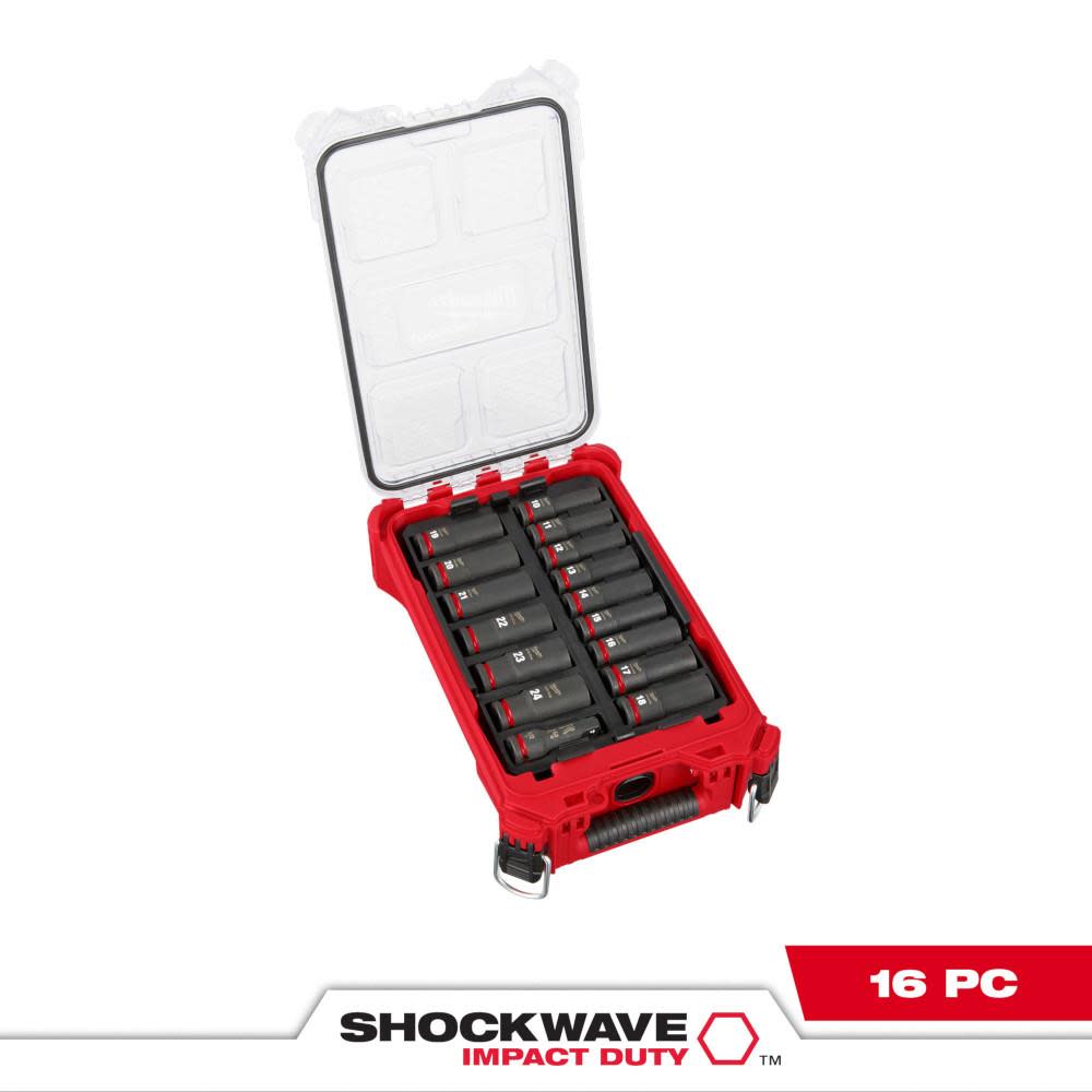 Milwaukee SHOCKWAVE Impact Duty Socket 1/2 Dr 16pc MM PACKOUT Set - Flockneti
