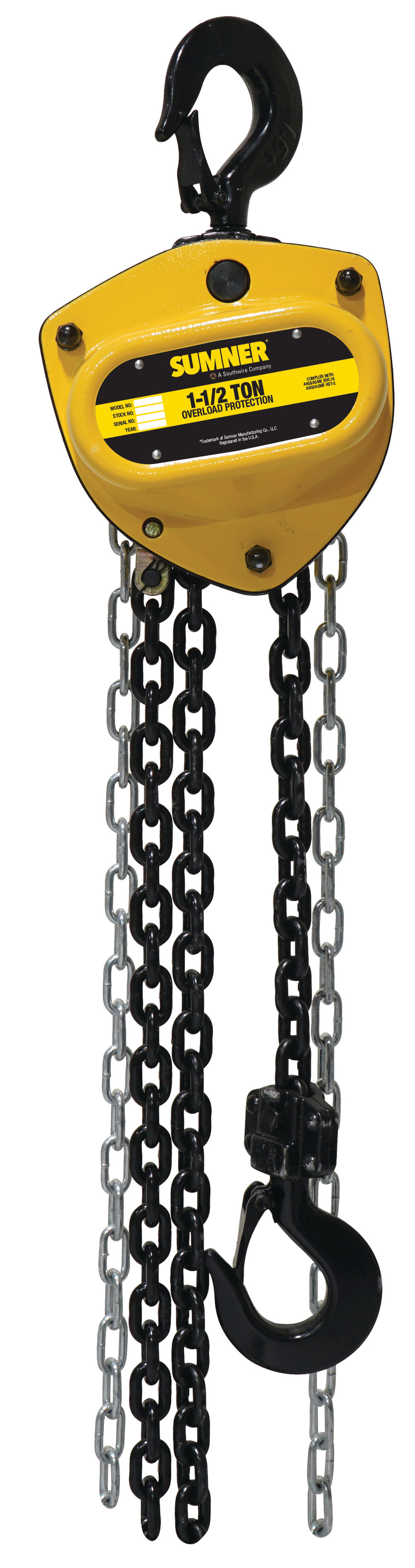 Sumner 1-1/2 Ton Chain Hoist with 10 ft. Chain Fall and Overload Protection - Flockneti