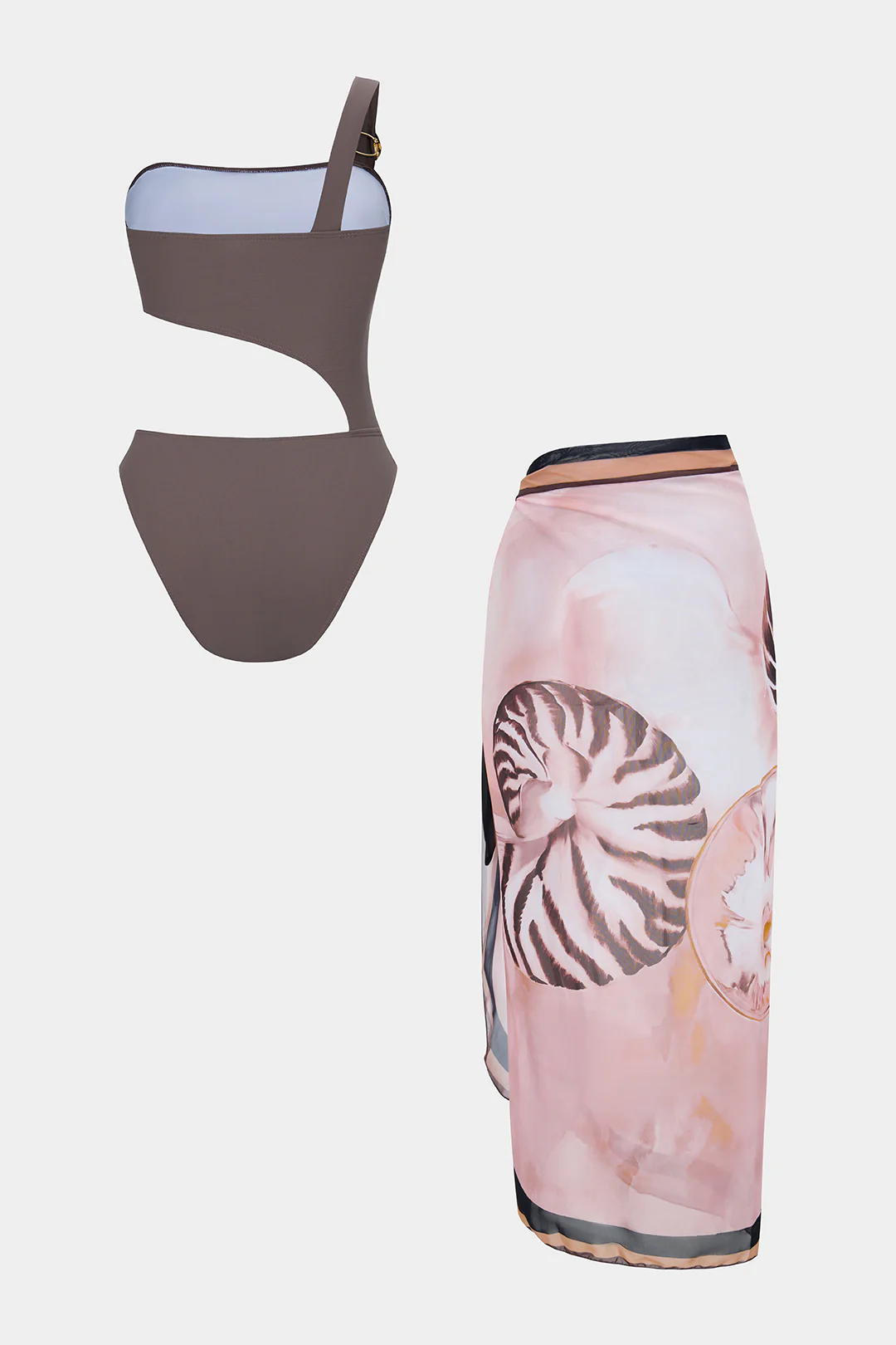 Artistic Print One Shoulder Tie-Up Cut Out Bikini Set - Flockneti