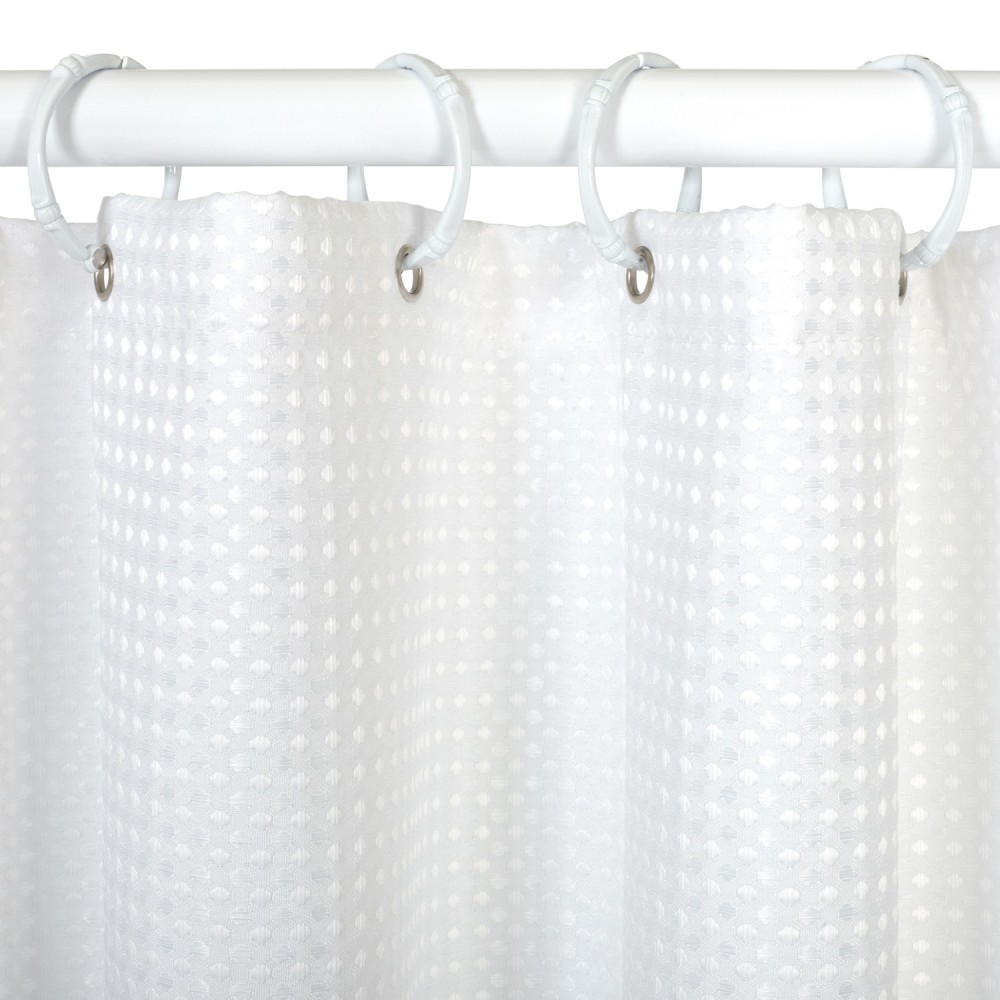 Zenith White Polyester Waffle Weave Shower Curtain Liner - Flockneti