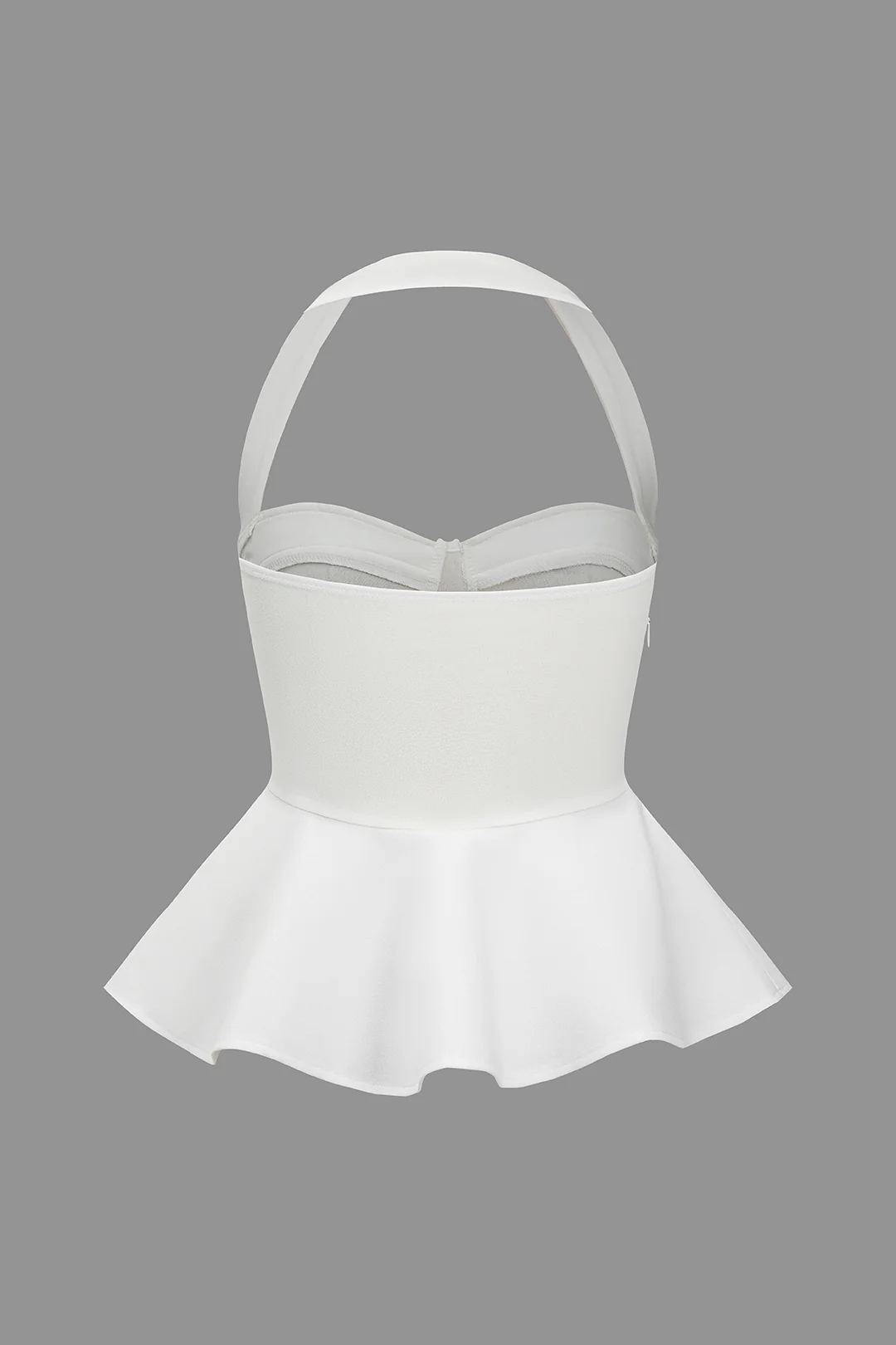 Halter Neck Backless Ruffle Hem Cami Top - Flockneti