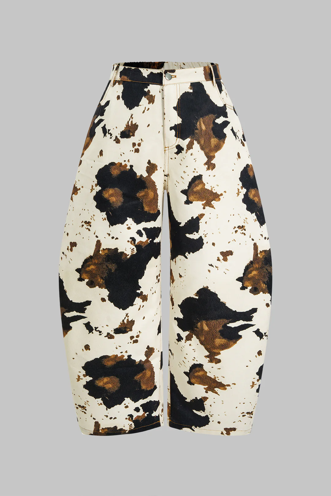 Plus Size Splatter Contrast Print Button Wide Leg Pants - Flockneti