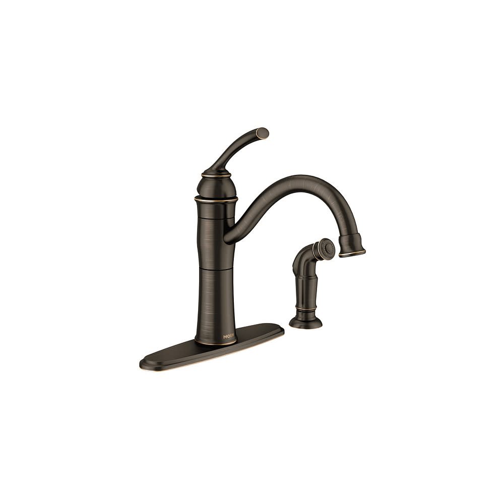 Moen Braemore Bronze 1 Handle High Arc Kitchen Faucet with Spray - Flockneti