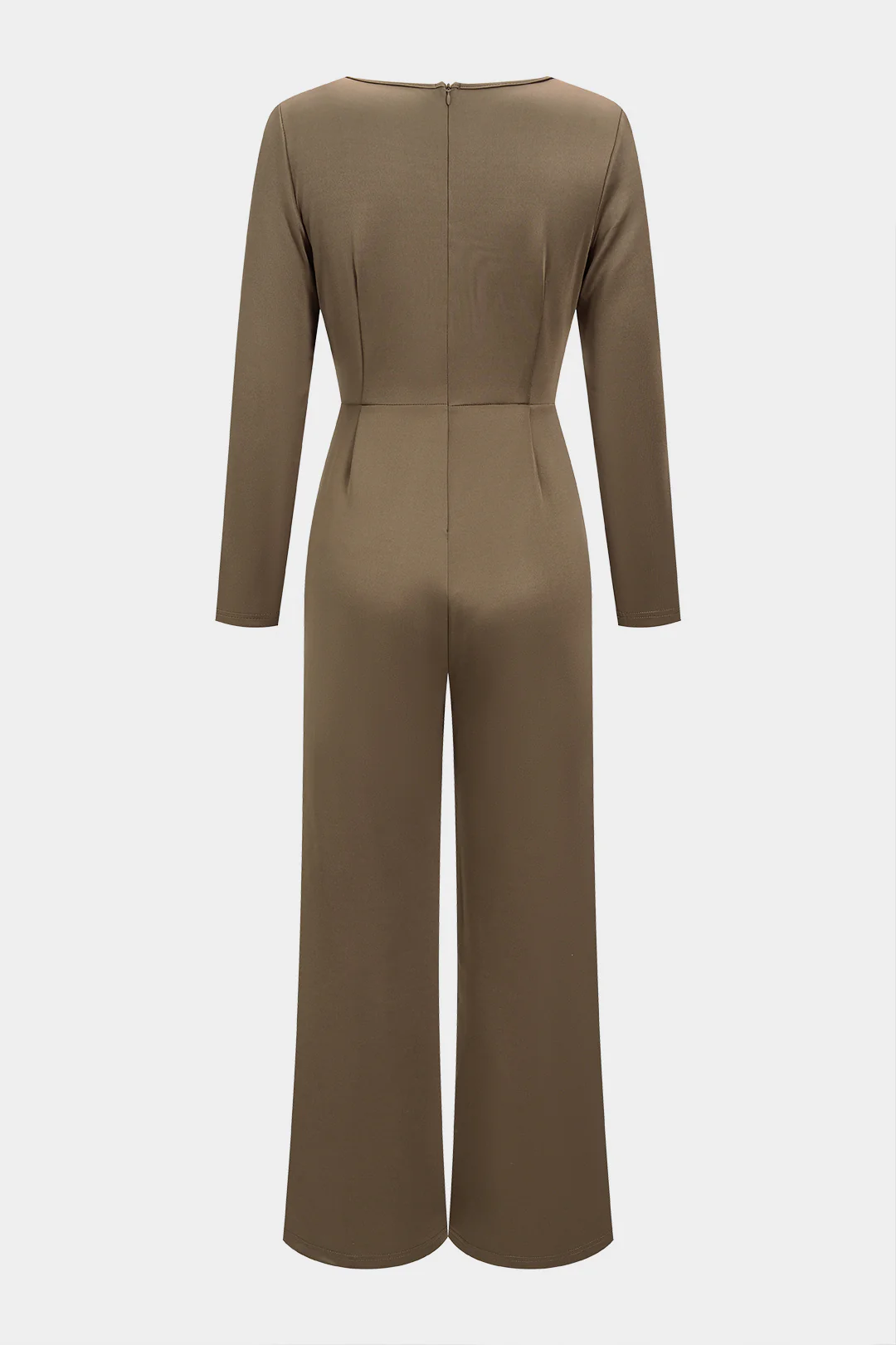 Metallic Button Zipper Long Sleeve Jumpsuit - Flockneti