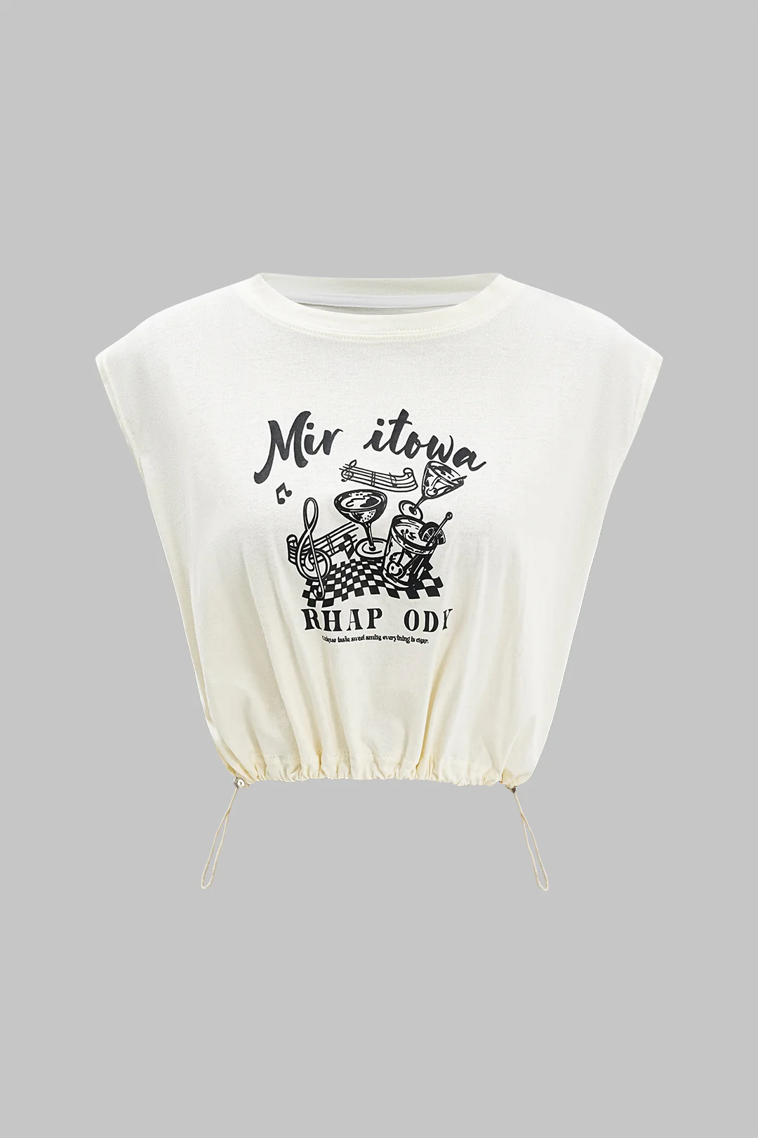 Letter Print Drawstring Ruched Tank Top - Flockneti