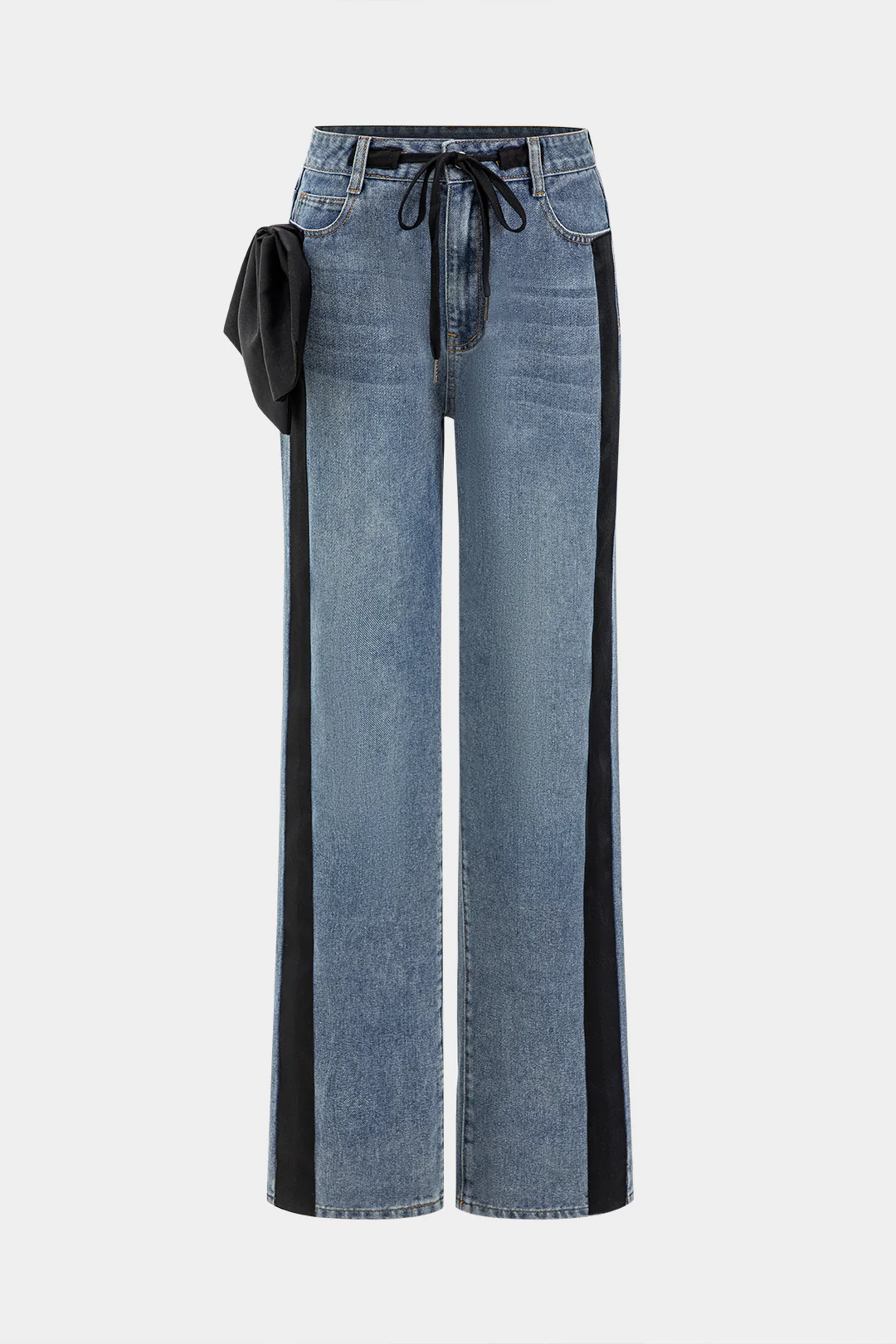 Bow Tie Patchwork Pocket Jeans - Flockneti