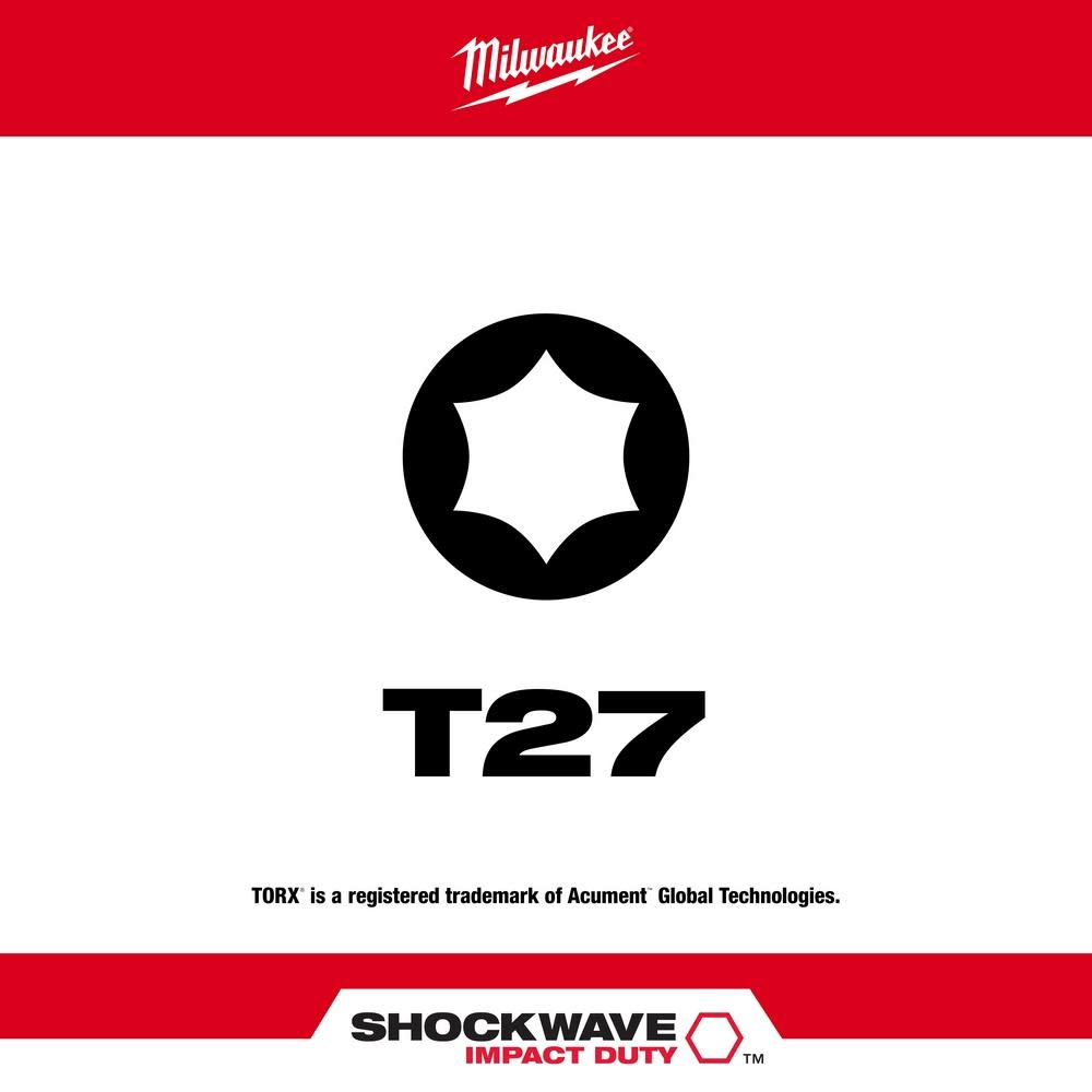 Milwaukee SHOCKWAVE 6 in. Impact Torx T27 Impact Driver Bit 10PK - Flockneti