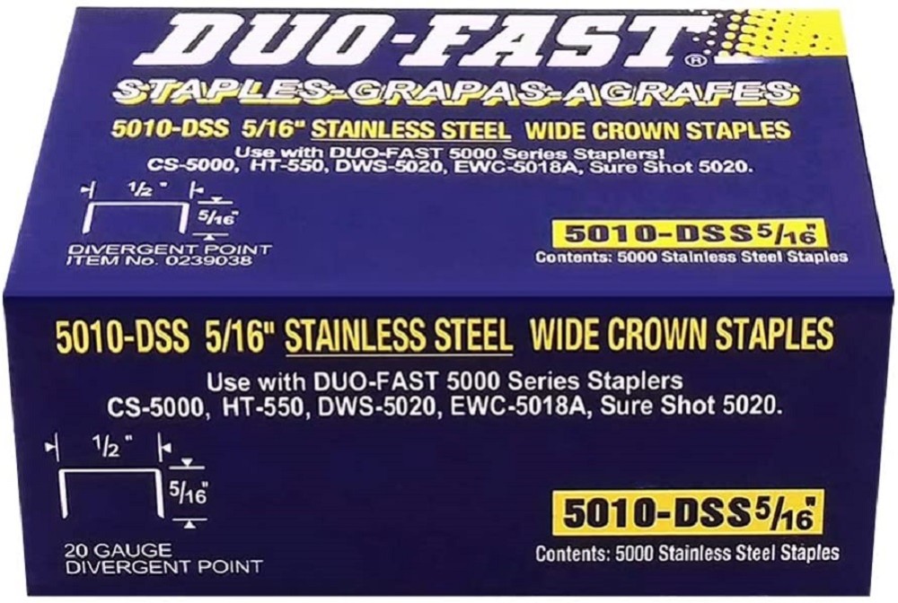 Duo Fast 5/16 Stainless Steel Staple – 1/2 Crown – 5000 Staples - Flockneti